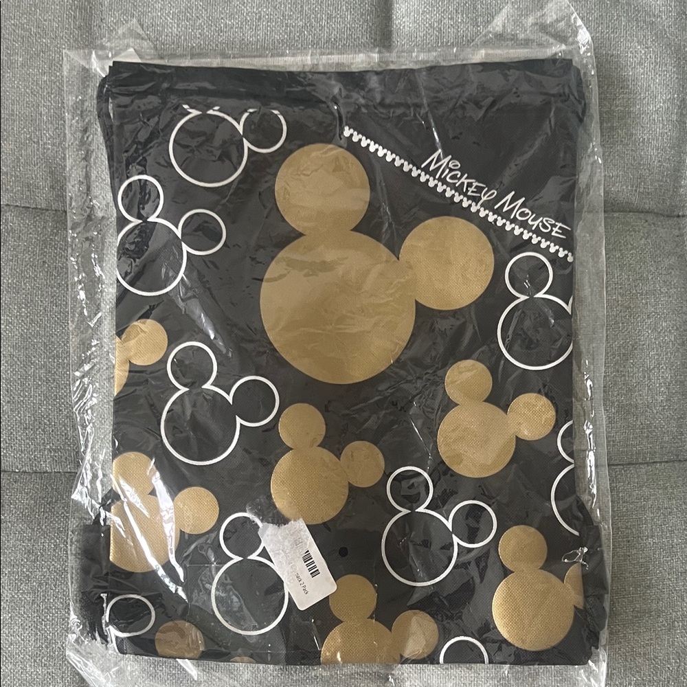 Disney Mickey Mouse Black and Gold Drawstring Bag